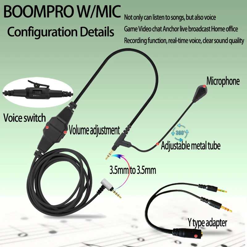 Game adapter cable with microphone 3.5mm to 3.5mm computer game audio cable voice playback adapter cable