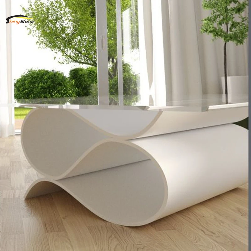 Differential table base design corians solid surface stone dining table
