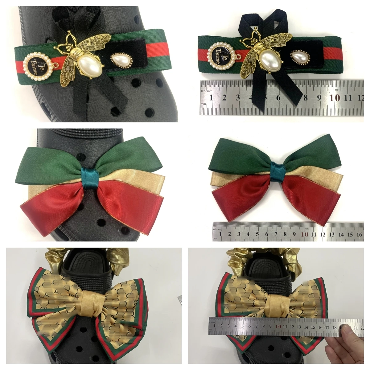 High quality Cloth ladies butterfly shoe parts accessories decoration bows designer shoe bow charms for clog Custom Logo Women