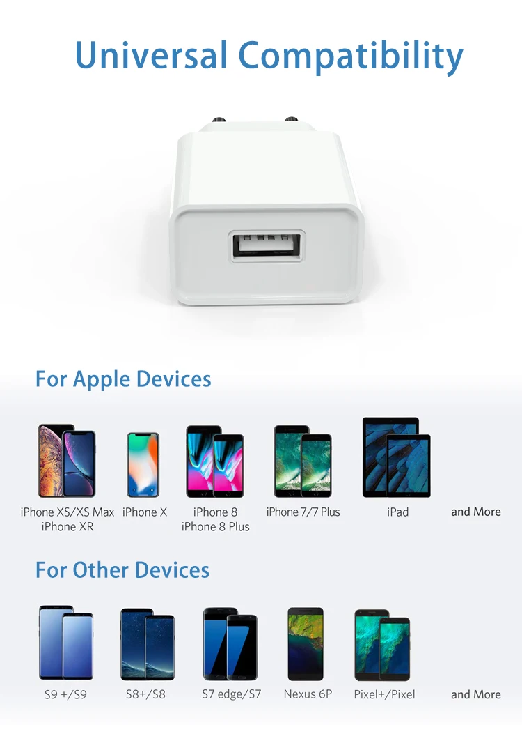 Wholesale white USB smart phone charger EU plug 5v 1a usb wall charger