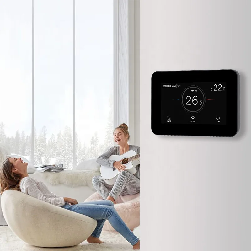 4.3inch Touch Screen Easy Operate 2.4G Tuya WiFi Programmable Room Thermostat for Electric Heating System OEM/ODM  Factory