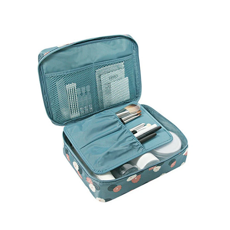 Women Flower Printed Travel Cosmetic Bag Organizer Portable Waterproof Multi-layer Makeup Bag