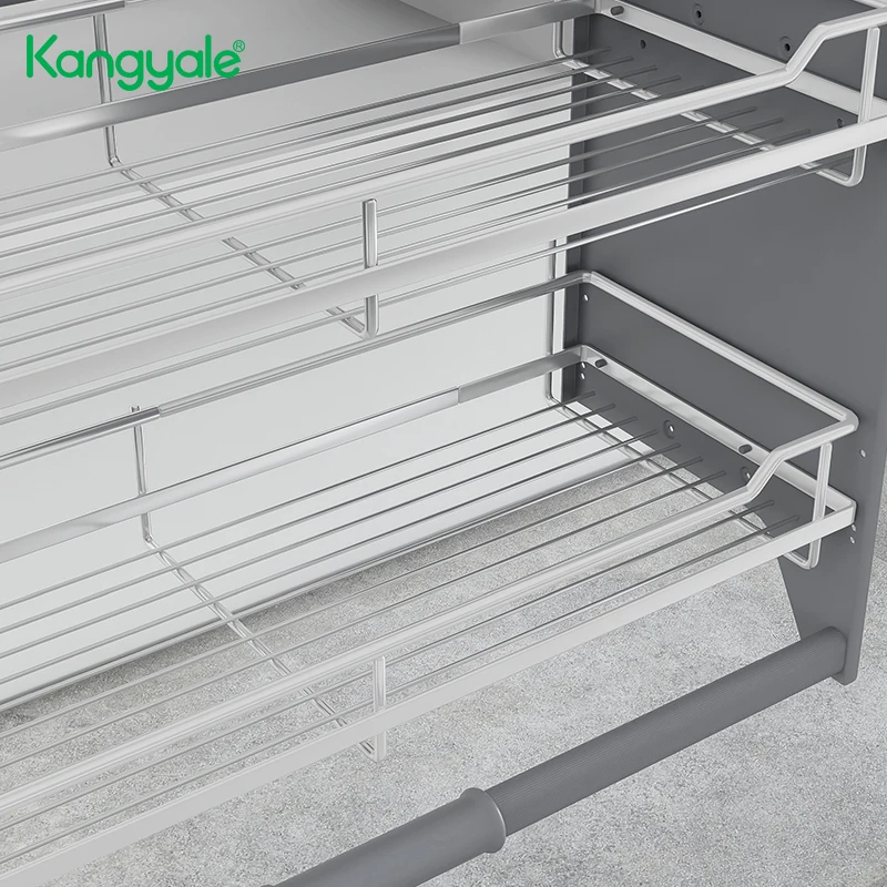 Kangyale Home Storage & Organization Kitchen Cabinet Elevator Pull Down Basket Shelf Canister Storage Lift Wire Basket
