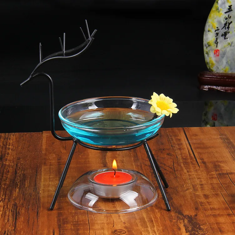 Decorative Deer Shaped Metal & Glass Oil Burner For Fragrance Oil Or Wax Melts