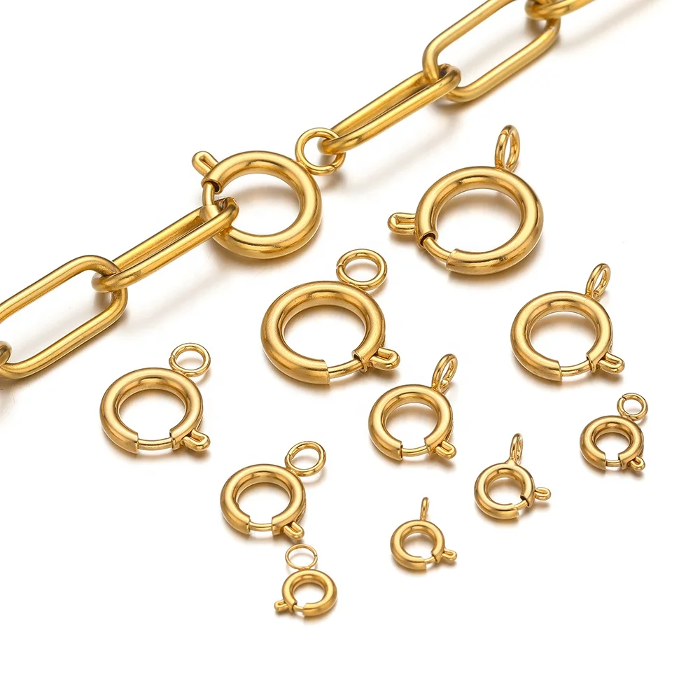 Necklace Connector Bracelet Supplies Gold Color Round Claw Spring Ring Clasps Hooks DIY Jewelry Making
