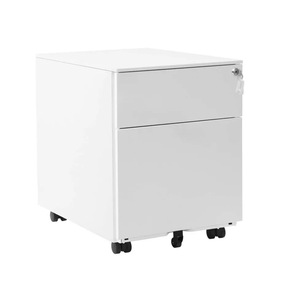 
Office Steel Mobile Filing Cabinet Pedestal with Lock, Pre-Assembled A4 Letter Suspended Folders File Storage Organiser 