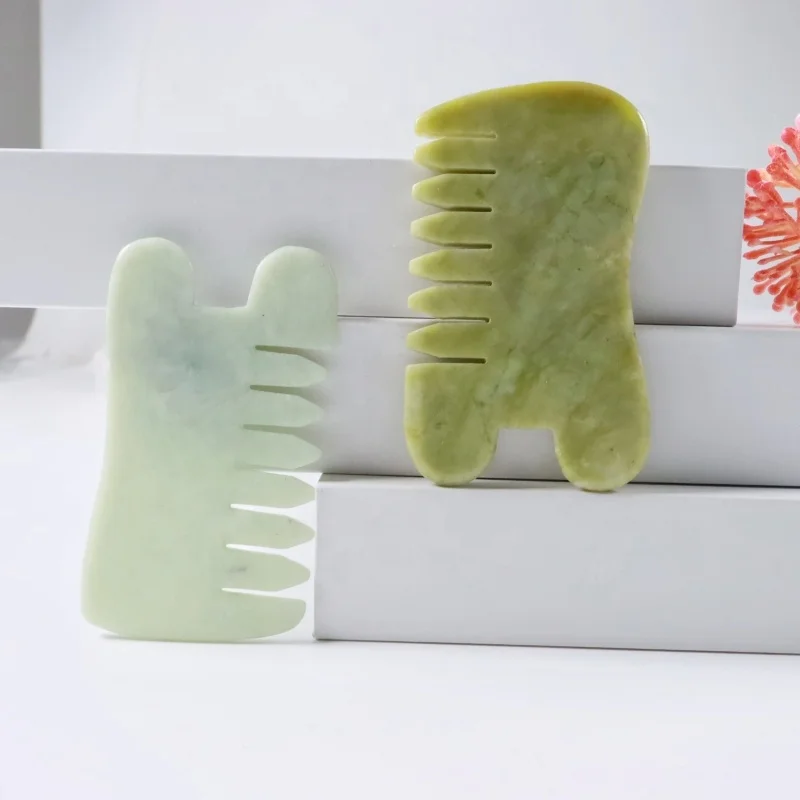 2023 jade stone scalp head massager board best natural message guasha gua sha comb
