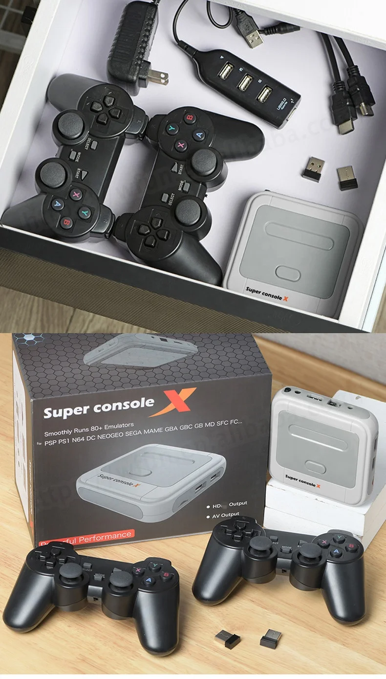  ТВ Видео игровая станция консоли 4K HD Wifi Супер консоль X встроенные 30000 игр с двумя 2 4G беспроводной