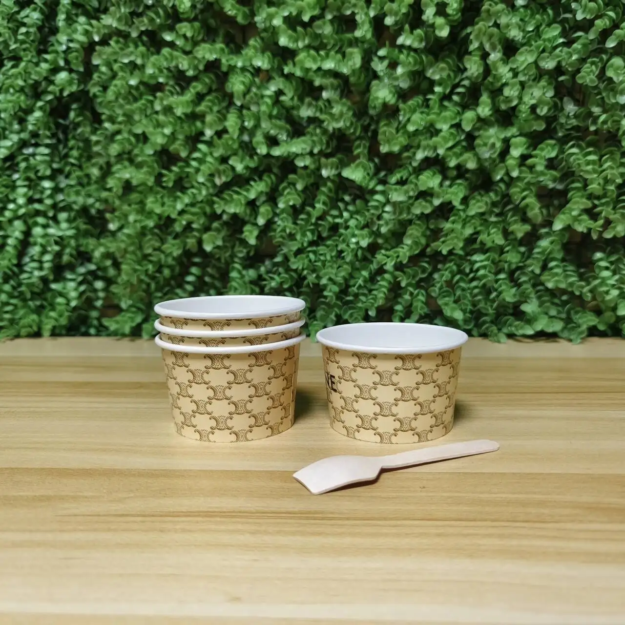 AT PACK Custom Disposable Paper Ice Cream Cup 3oz 5oz 8oz 16oz Ice Cream Packaging With Lids And Spoon