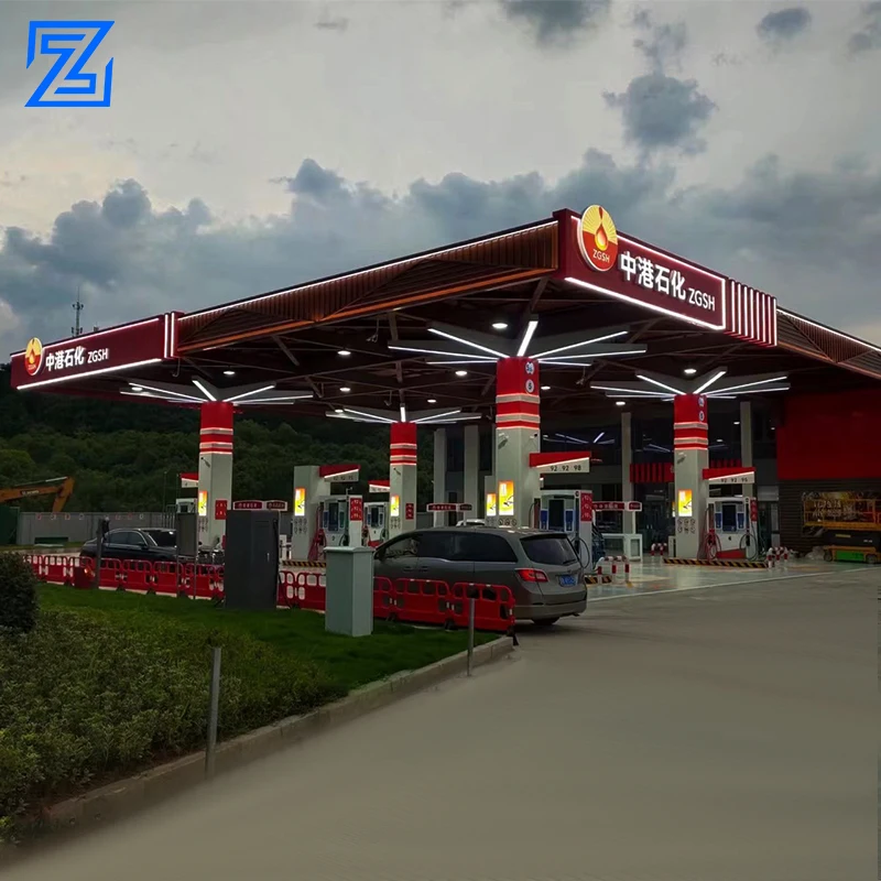 easy install structure design petrol station canopy 3d led gas station canopy