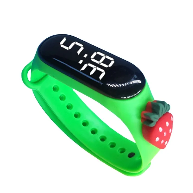 Strawberry Animal Cartoon Touch Led Digital Watches Sport Watch Plastic Cheap Lovely China Kids \ 2022 Hot Selling Candy Color