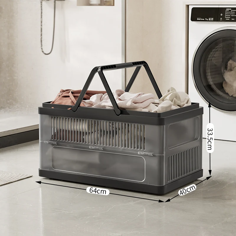 HAIXIN Multifunctional PP Folding Washing Basket Free-installtion Storage Dirty Clothes Storage Basket with Handle for Bathroom