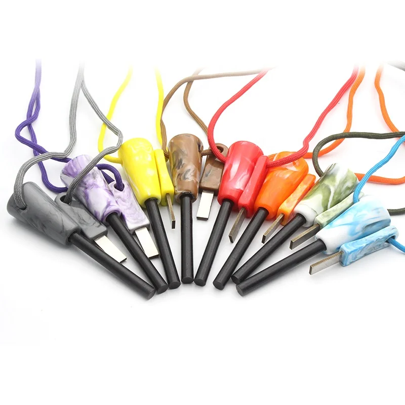 High Speed Steel Striker Survival Flint Fire Starter Blowing Pipe Gift Fire Set with Bushcraft Fire Rope Tinder