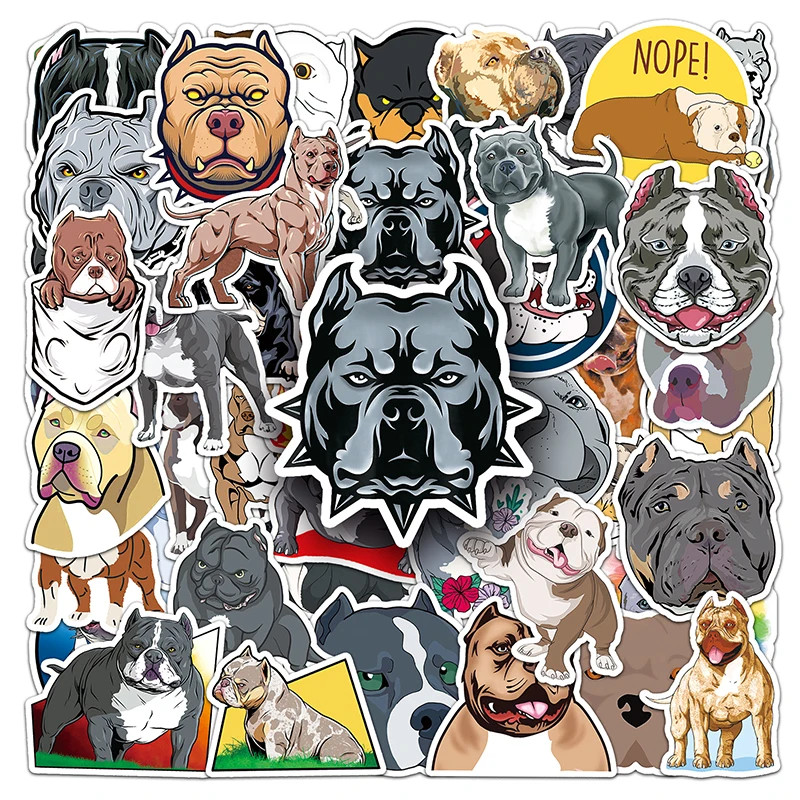 50pcs Animal Bully Dog Cartoon Stickers For iPad Phone Skateboard Ethylene Waterproof Decorative Sticker
