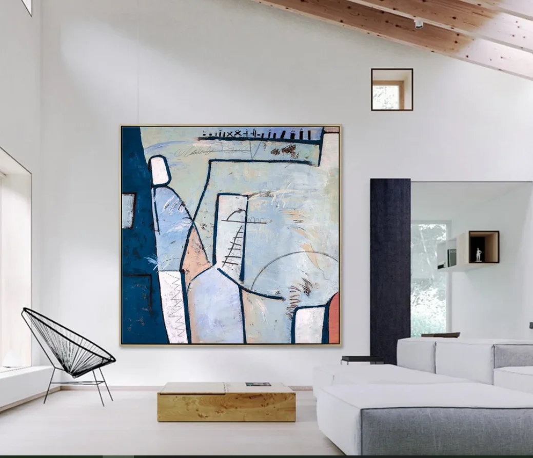 Custom Made Large Framed High Quality Abstract Wall Art Modern Minimalist Acrylic Painting for Home Living Room Decor