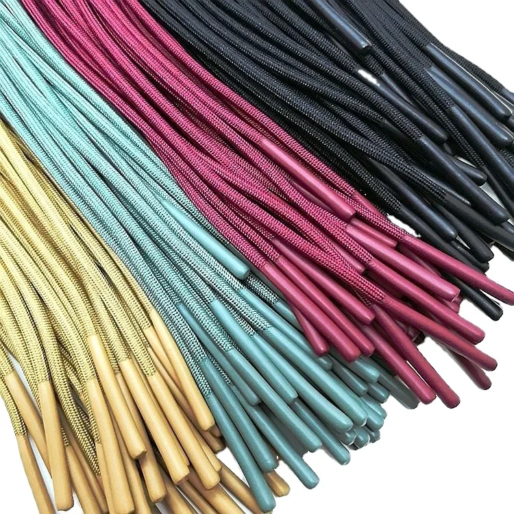 High Quality  Polyester Round Drawstring Cord For Garment sports pants Shoe Lace Hoodie Cord With Dripped Tips