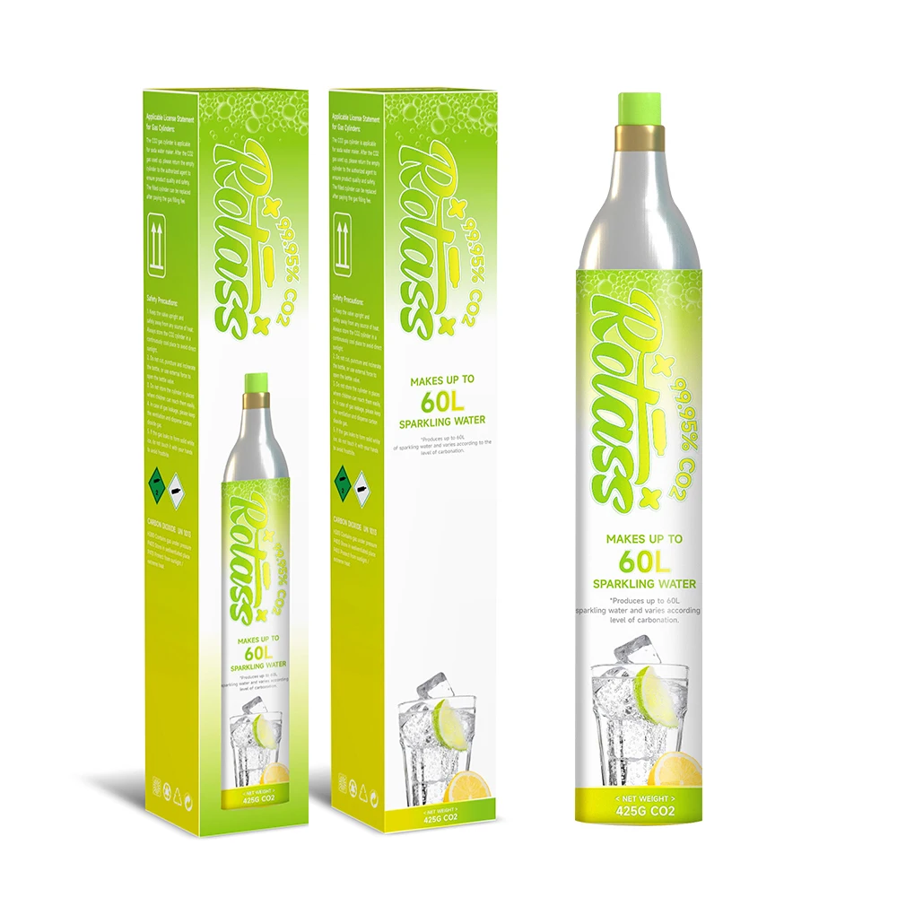 Rotass wholesale 0.6L CO2 cylinder food grade carbon dioxide 60L co2 cartridge for soda making
