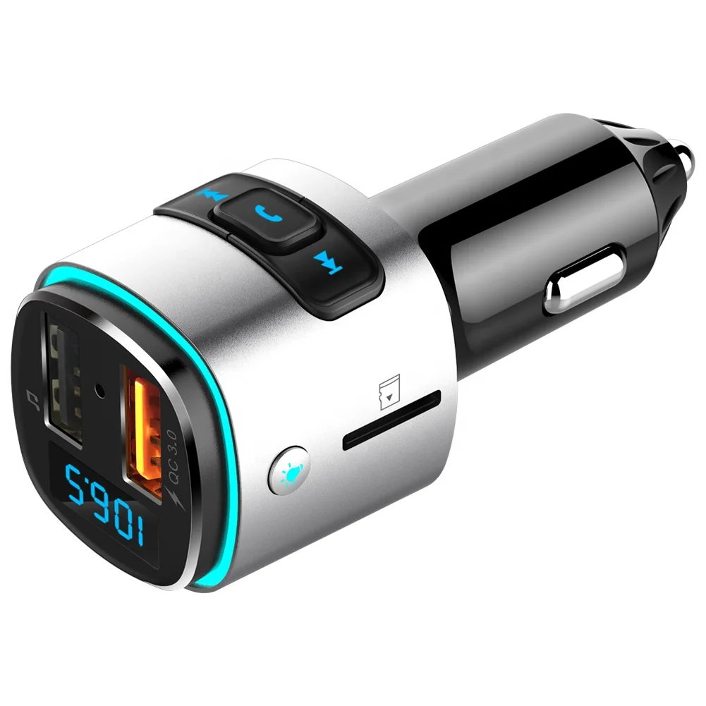 Wireless handsfree  QC3.0 Fast Charging Car Kit MP3 Player FM Transmitter Of Bluetooth V5  With Dual USB Port