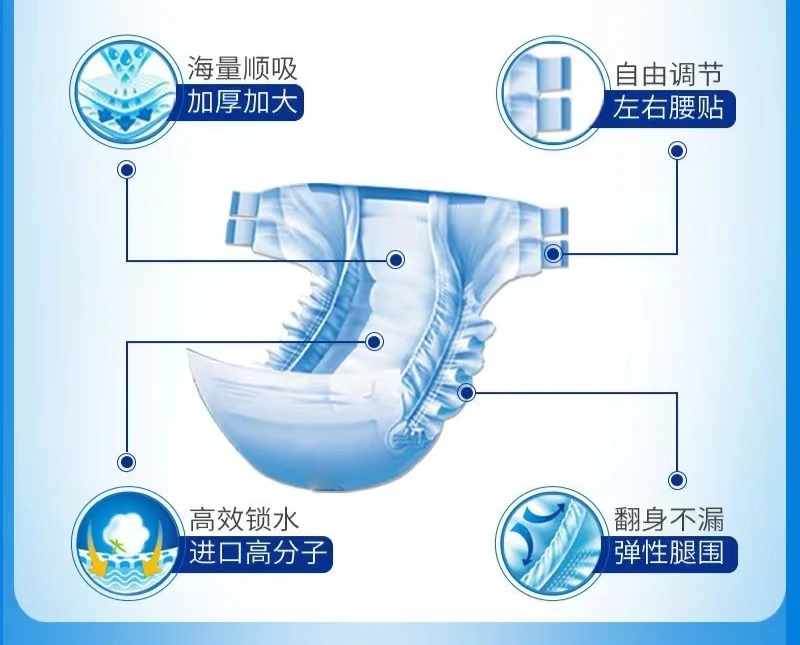 High Quality Unisex Adult Diapers Disposable Incontinence Underwear OEM Wholesale Cheap Price Direct China Hospital Japan SAP