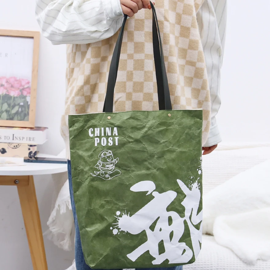 Tyvek paper Bag Coated Dupont Tyvek Shoulder Bag Custom Tyvek Tote Bag For Shopping Manufacture
