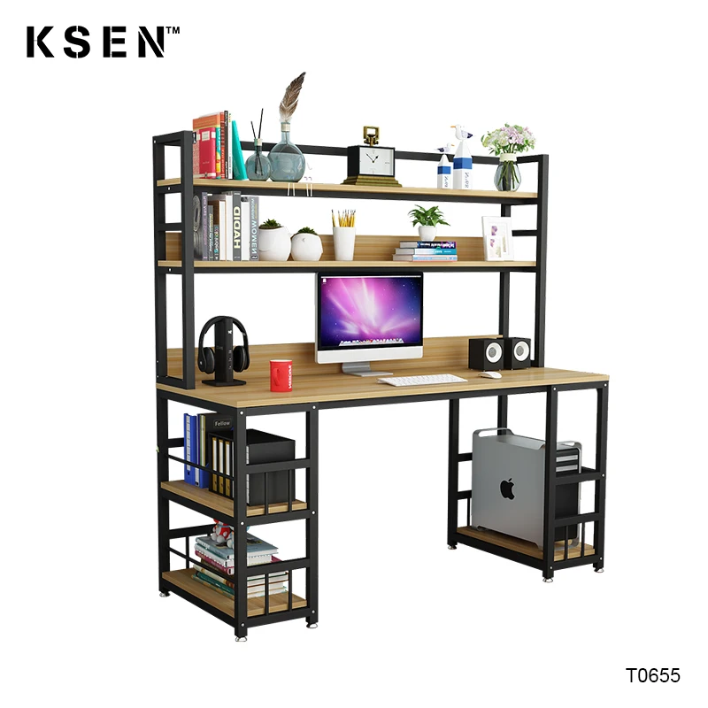 wood computer table with shelf office desk KC-T0655