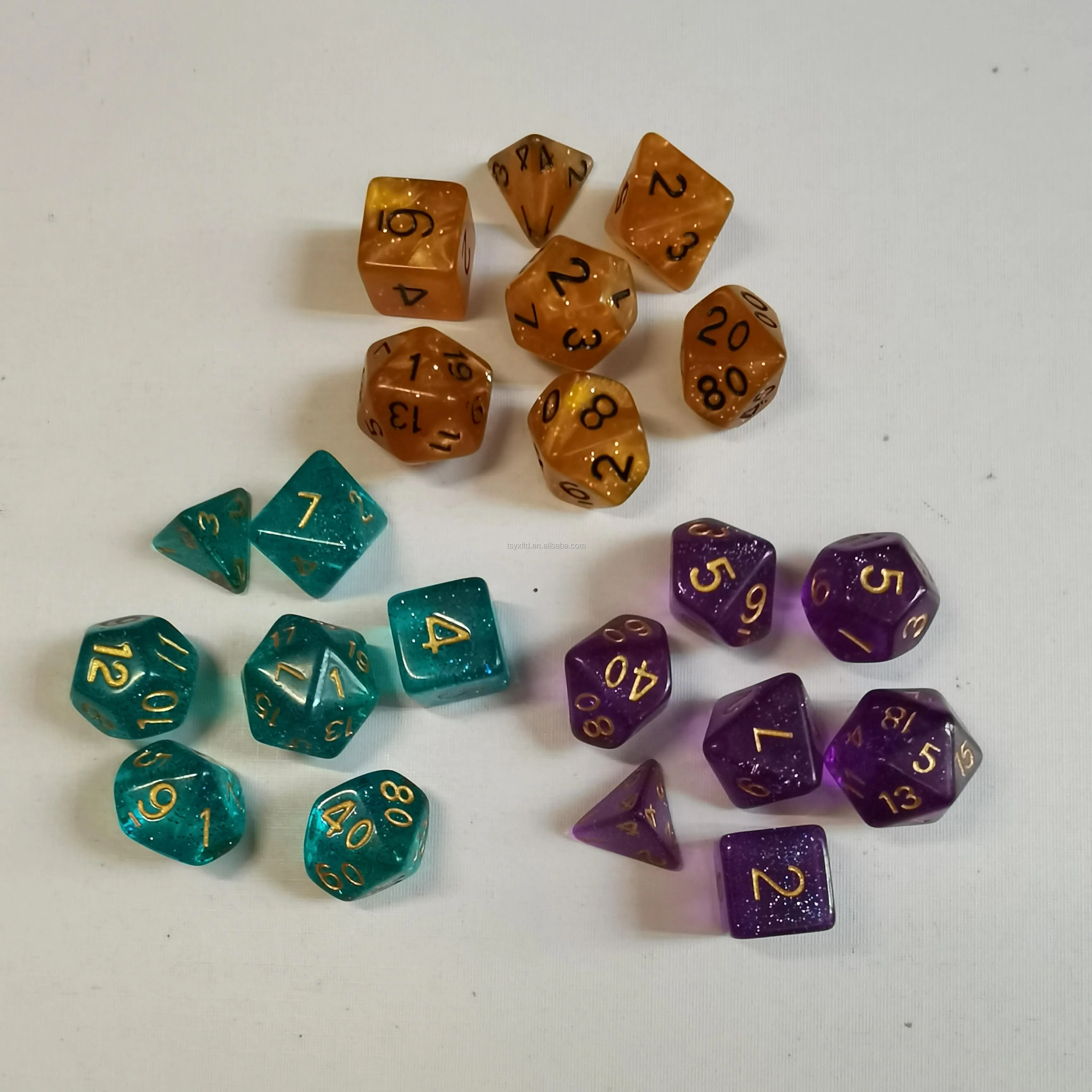 DND Plastic Glitter Rpg Plastic Glow in Dark Game Casino Dice D4 D6 D8 D10 D12 D20 Rpg Polyhedral Dice Set