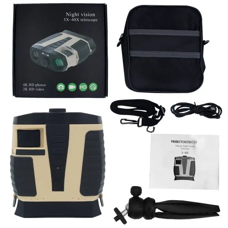 5X40 HD Clear Night Vision Binoculars Telescope with LCD Screen Digital Video Camera and Tripod for Outdoor Observation Capture