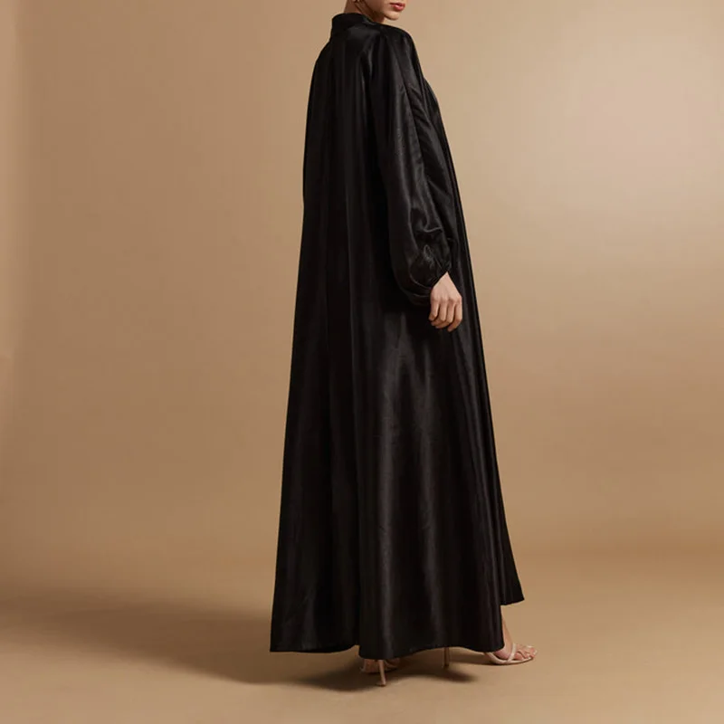 Dubai Abaya 2024 Turkish Modest Islamic Clothing Elegant Satin Open Abaya Women Muslim Dress