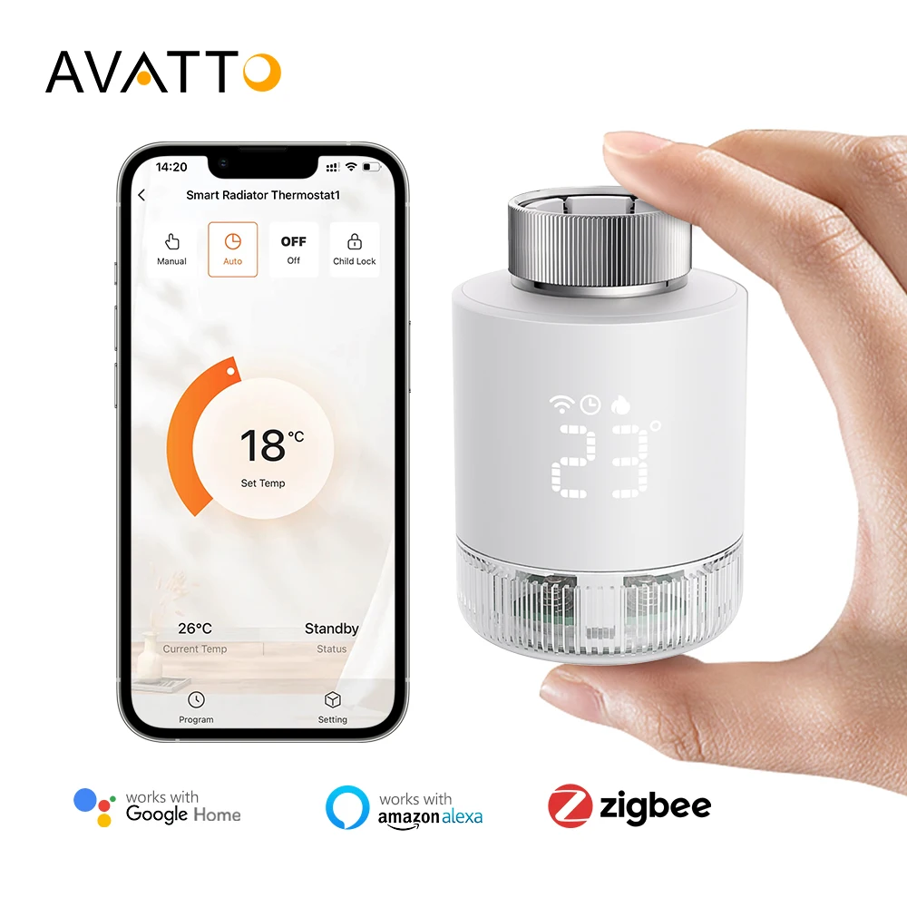 Vatto Tuya Zigbee Smart TRV термостат регулятор температуры подогрева пола цифровой программируемый термостатический радиаторный клапан