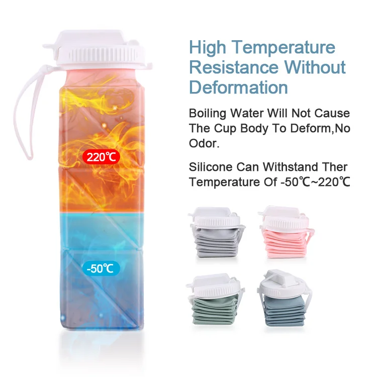 Reusable Silicone Foldable Water Cup Portable Travel Outdoor Running Health Sports Folding Food Grade Collapsible Water Bottle