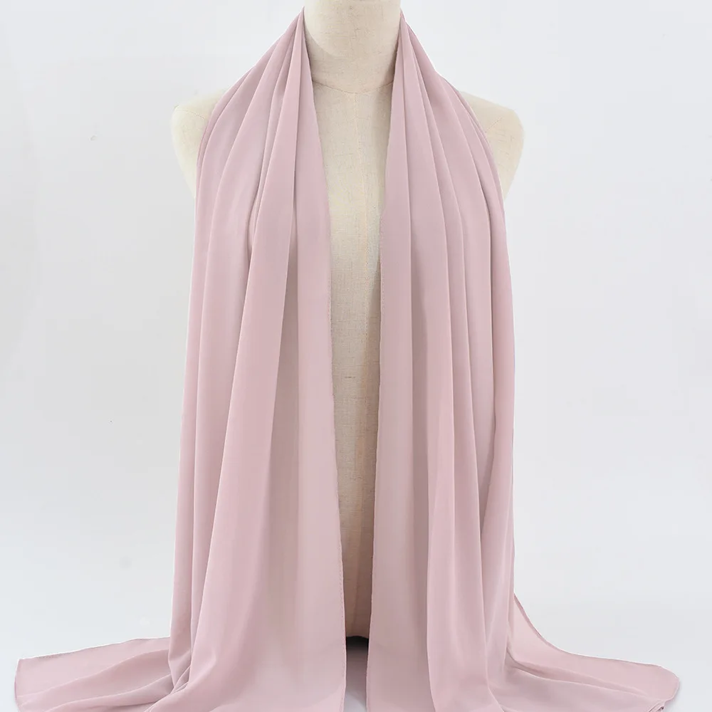 Hot 132 Colors Wholesale Custom LOGO Islamic Shawl Plain Georgette Muslim Women Hijab Headscarf Bubble Chiffon Hijab Scarf