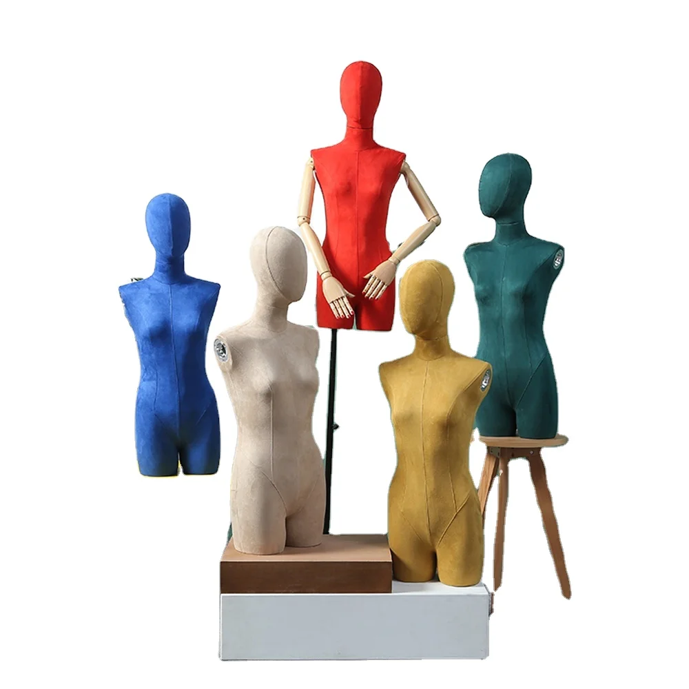 Fashion Woman Model Female Fabric Mannequin Cloth Foam Half Torso Mannequin For Shop Display