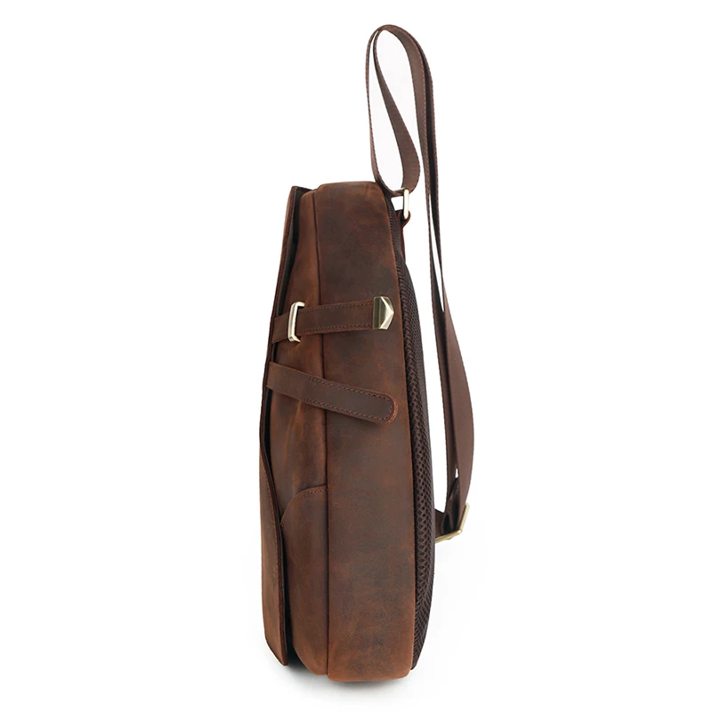 BSCI New Hot Sale Phone Travel Outdoor best crossbody bags Premium Solid Color leather Zipper men sports chest crossbody bag