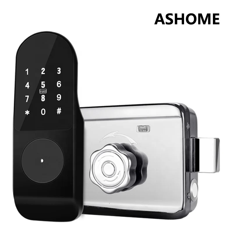 control digital door lock with door handles electric self-locking deadbolt lock