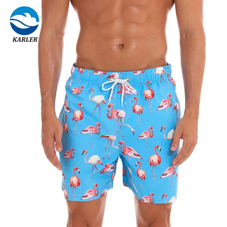 Custom Private Label Board Short Sublimation Parrot Print Adult Men Beach Swim Shorts