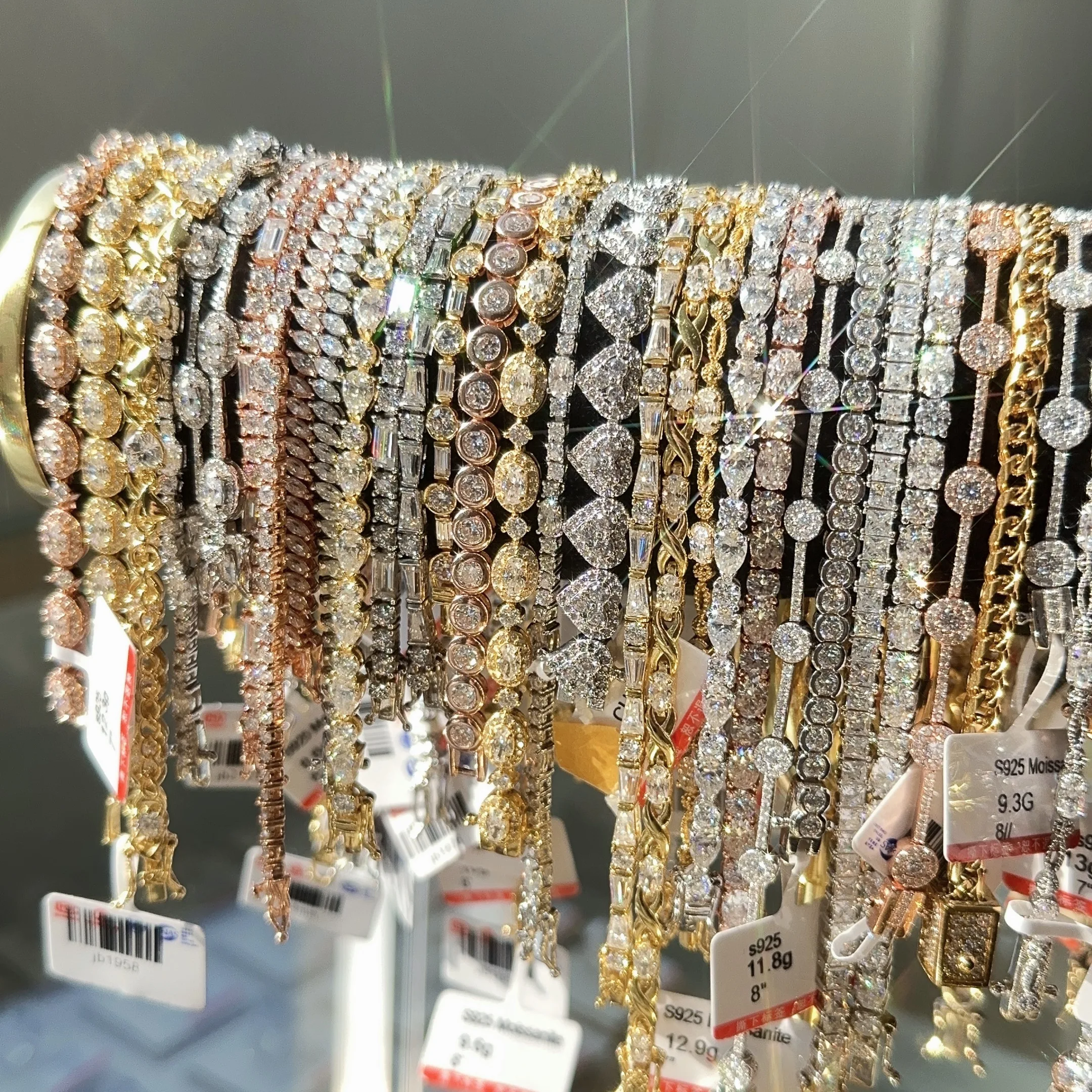 Роскошные ювелирные изделия в стиле хип-хоп 18k покрытый Муассанит кубинский браслет для мужчин и женщин S925 стерлингового серебра Муассанит Теннисный браслет