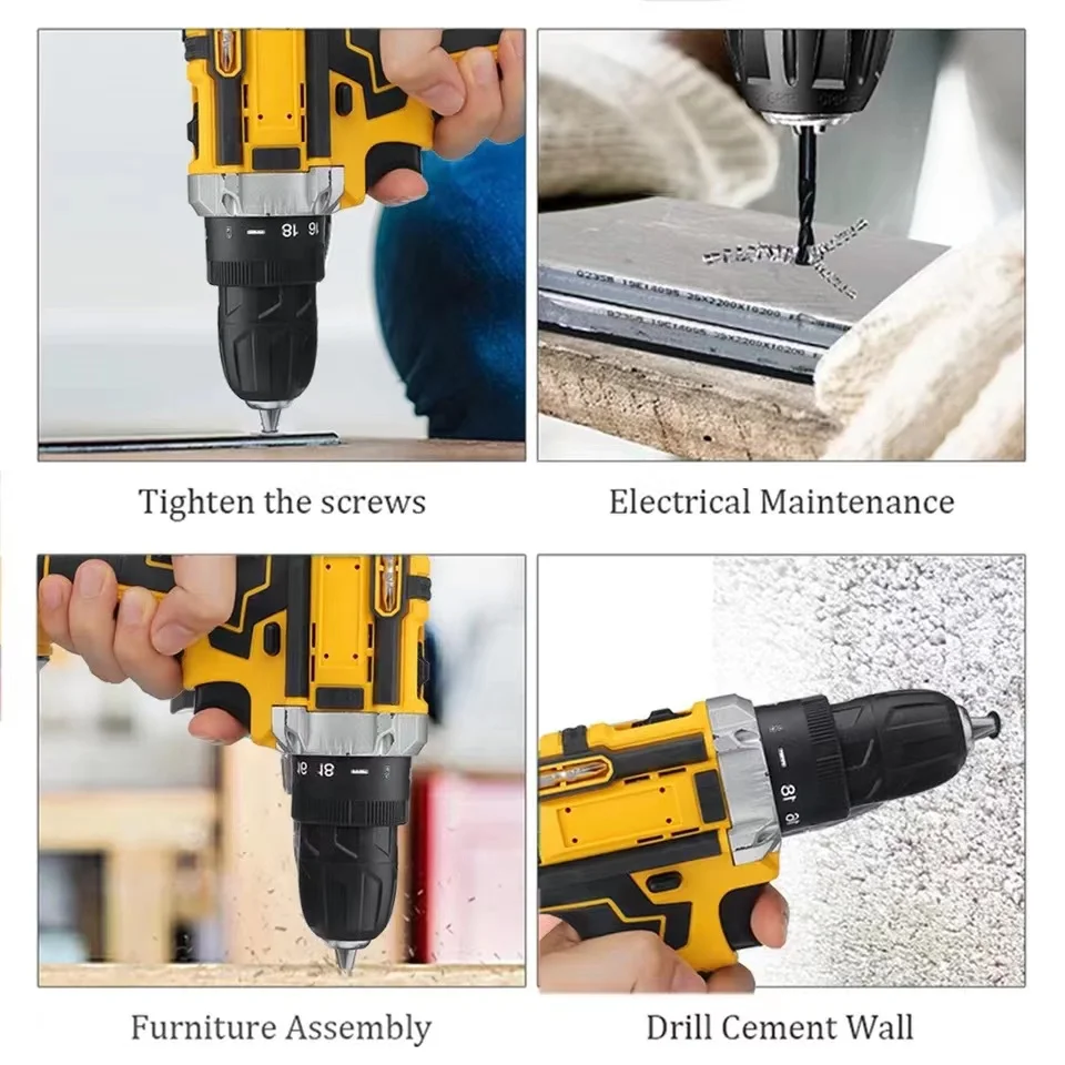 21V industrial household multifunction electric lithium battery impact drill cordless handle portable cordless drills