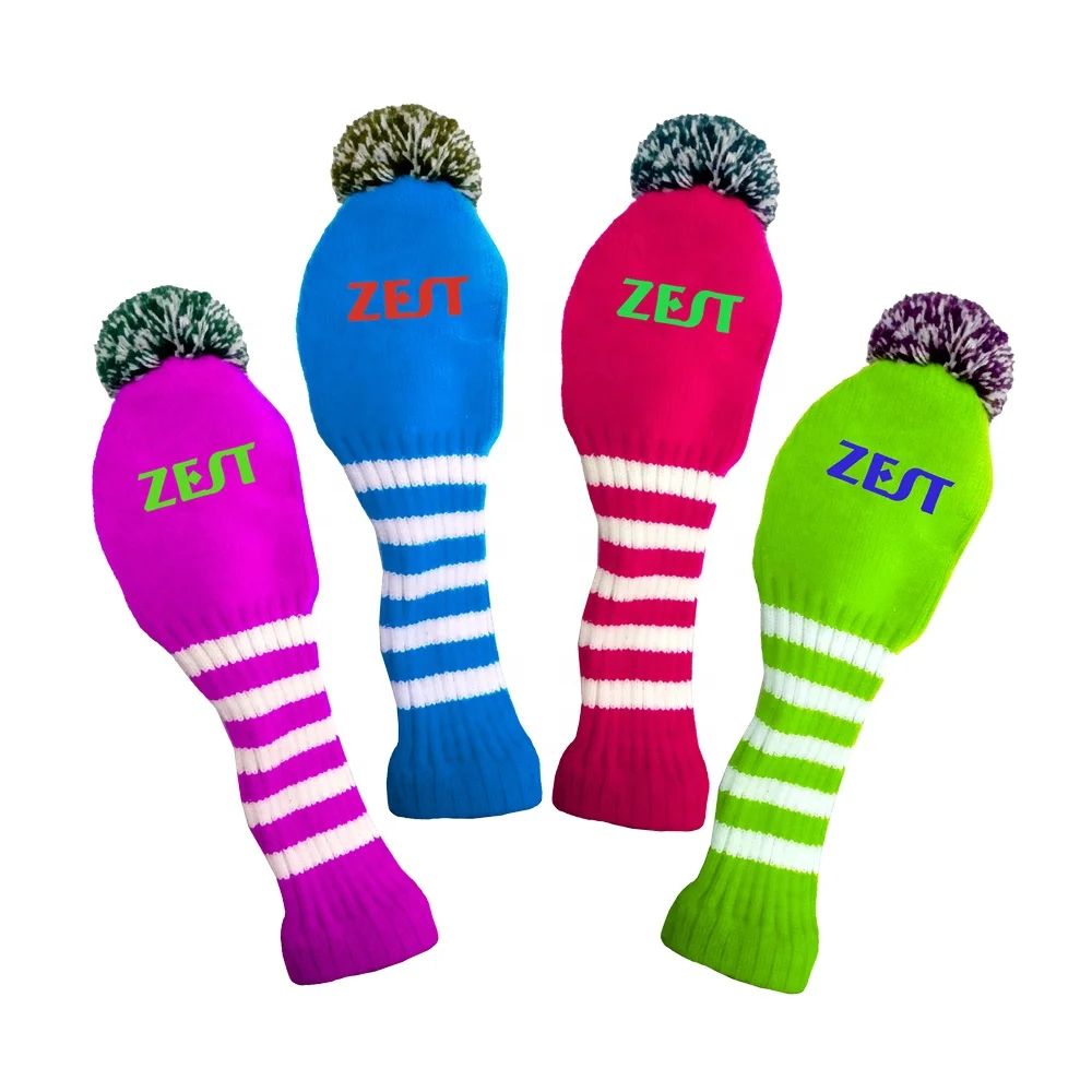 Knitting pattern golf wool head covers colors wood 1 3 5 golf club cover
