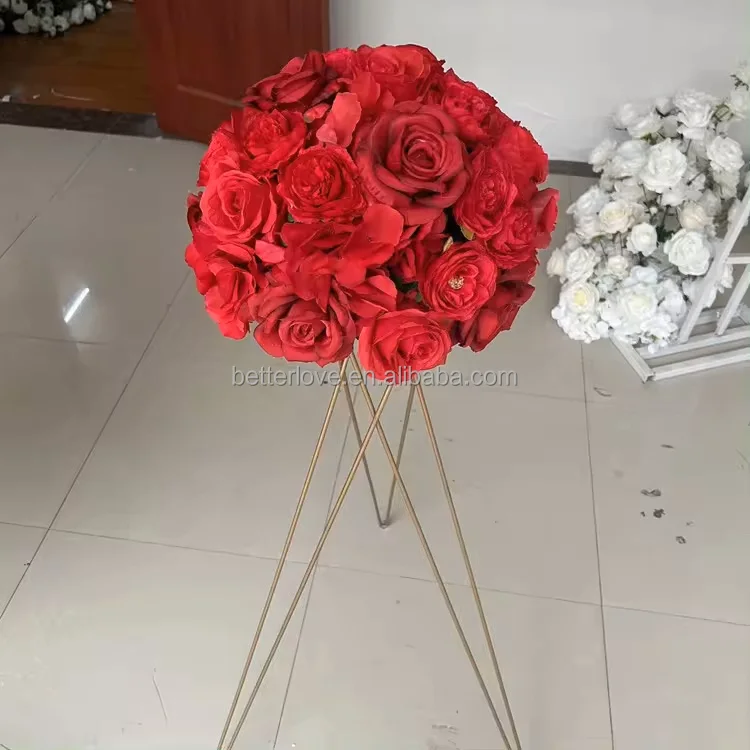 betterlove silk red rose  bou    de large 40 60 round white blue  baby breath   rose arrangement ball flowers