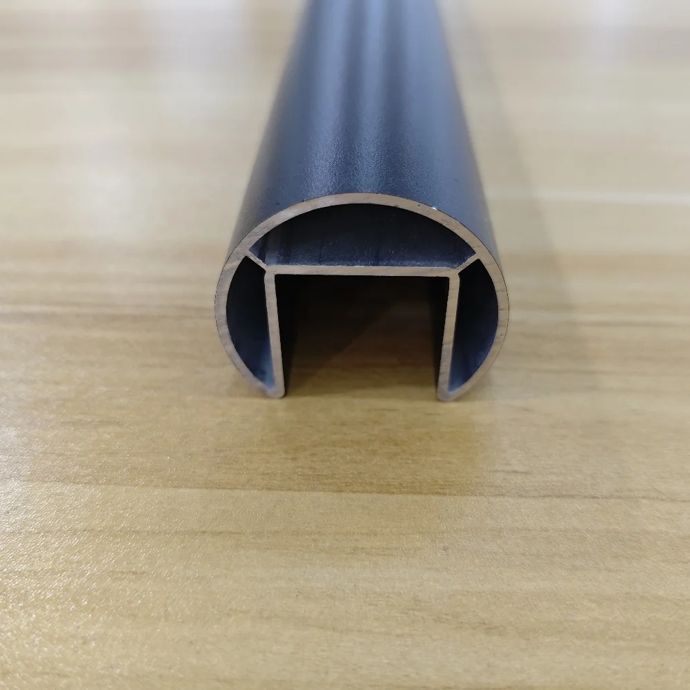 Y424 Frameless Glass Balustrade Handrail Round Handrail Tube With Rubber Strip