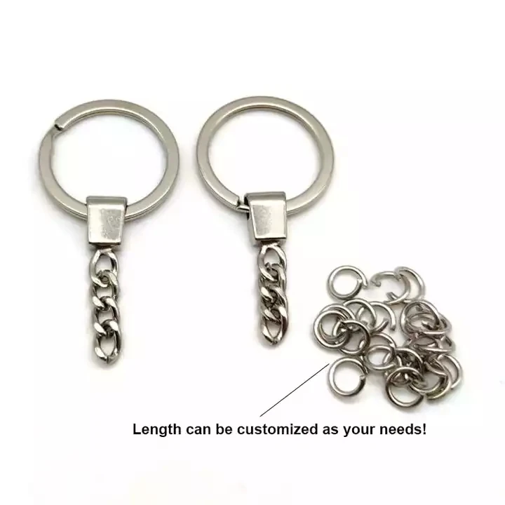 Custom zinc alloy 25mm flat ring chain keychain for Silver flat ring pendant wholesale