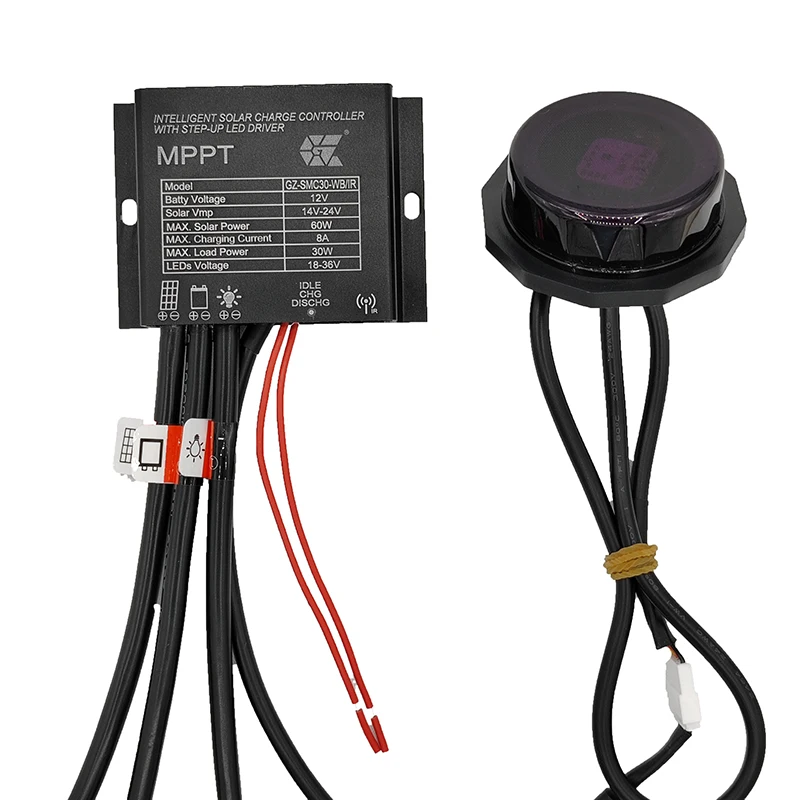 Gloss 12V 30W 8A  Auto Remote Control High Voltage MPPT Solar Charge Controller IP67 MPPT with Microwave Sensor