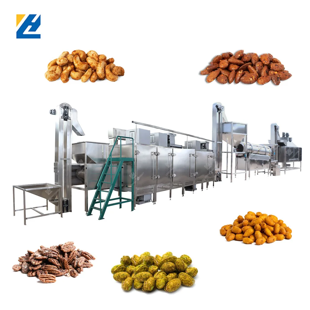 Automatic continuous peanut roasting seasoning production line nut flavoring coating machine snack roast flavor machines