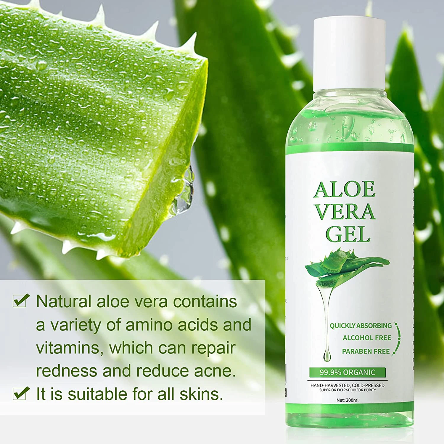 OEM/ODM корейский уход за лицом чистый органический желе Aloevera после солнечного ожога бритье успокаивающий гель с алоэ