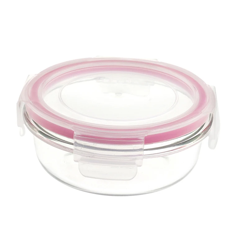 
High Quality Lunch Box Cookware Airtight Round Borosilicate Glass Food Storage 
