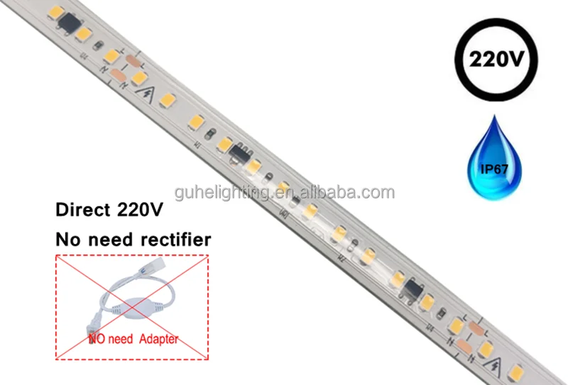 ac 220v led strip light smd2835 outdoor ip67 waterproof 10cm/cut 110v 230v led light strip with IC Design