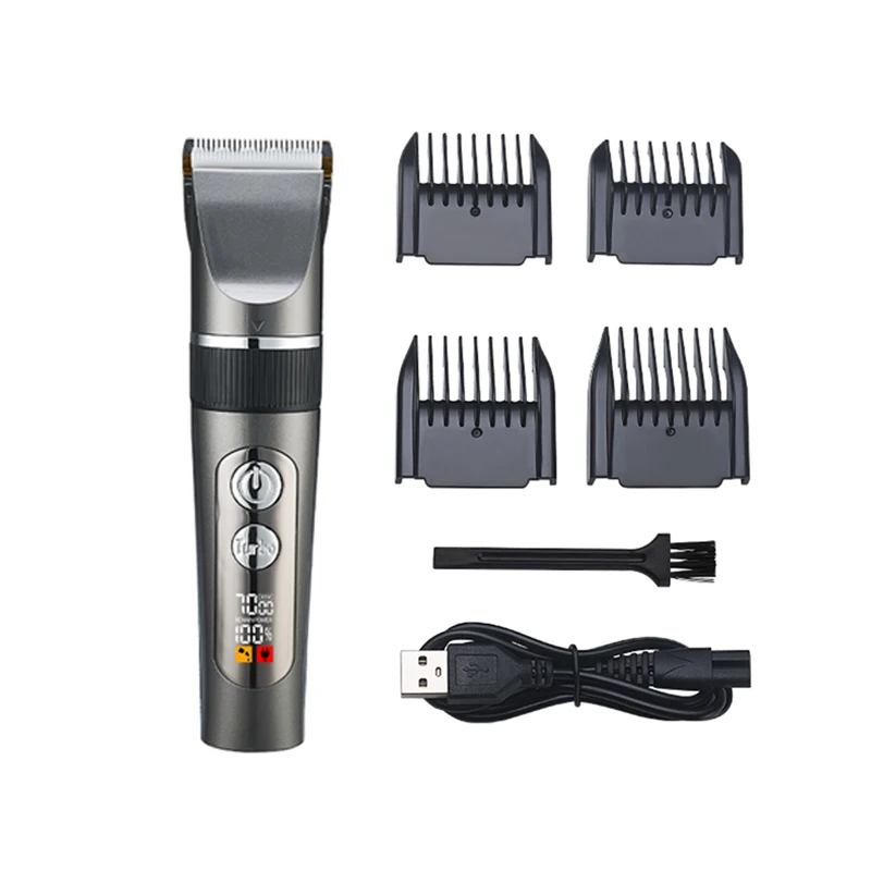 Led Light Ceramic Blade Four-speed control CordlessBarber Clippers for Hair Cutting & Grooming Hair Clippers for Men