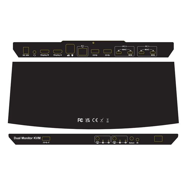 TESmart KVM Switch 2x2 Support USB 3.0 4K 60HZ USB-C Dual Monitor KVM Switches