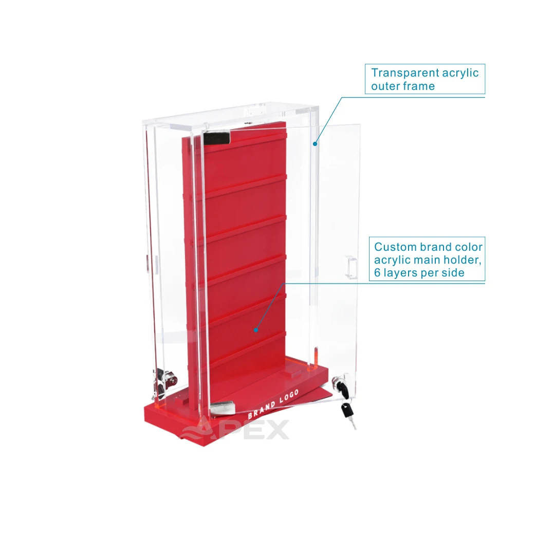 APEX Fashion Jewelry Clear Displays Acrylic Rotating Jewelry Display With Key Lock
