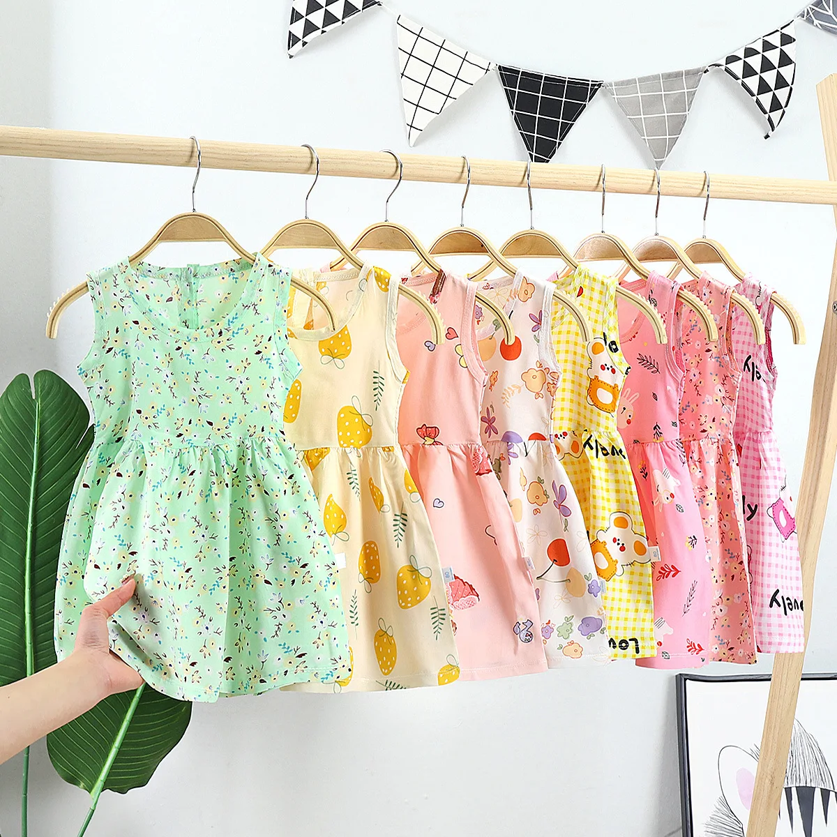 Children Girl Clothing Kids Clothes Cotton Silk Flower Girls Dress Summer Wholesale Baby Clothes Girl